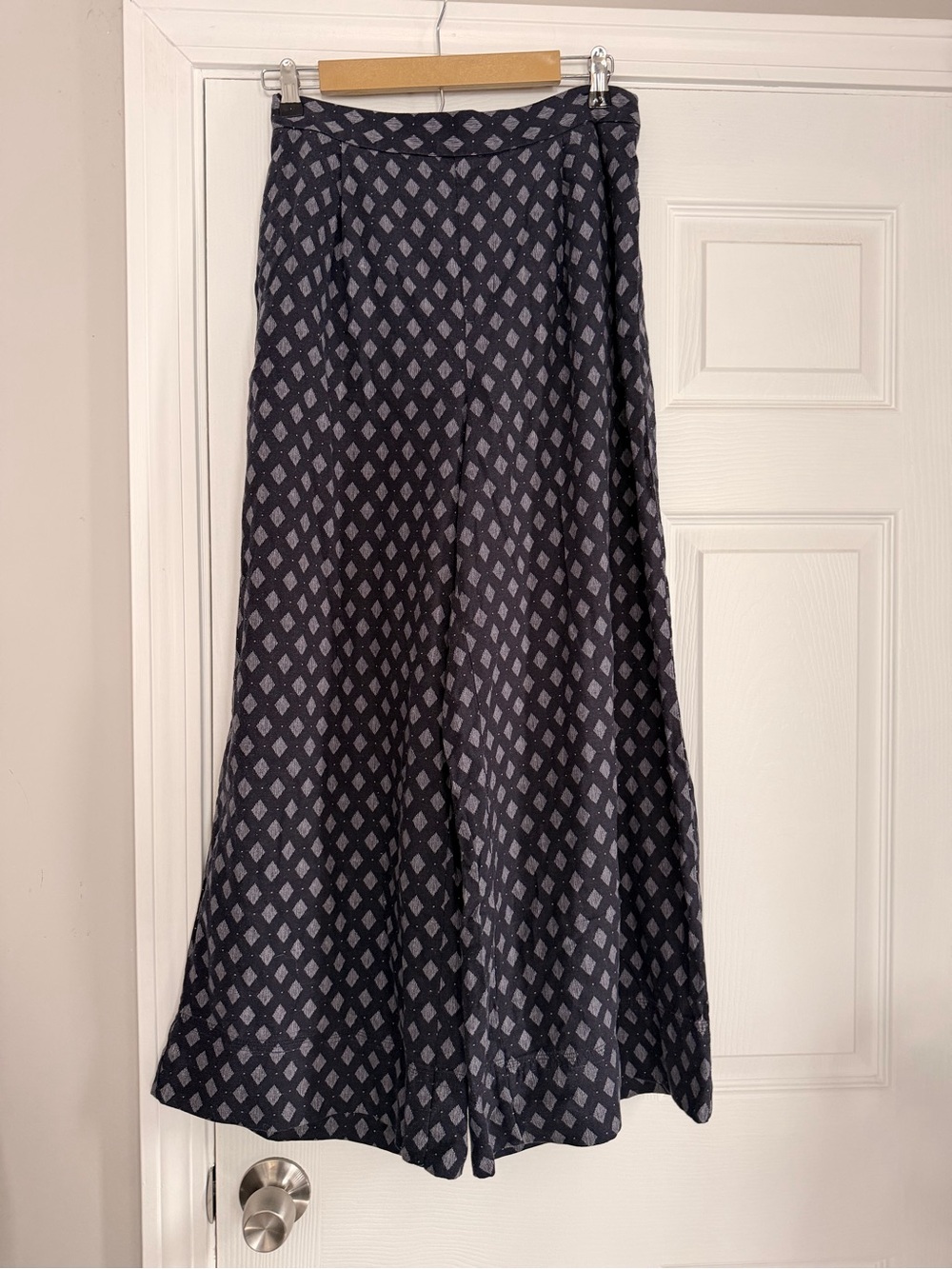 Banana Republic Navy Diamond-Print A-Line Maxi Skirt